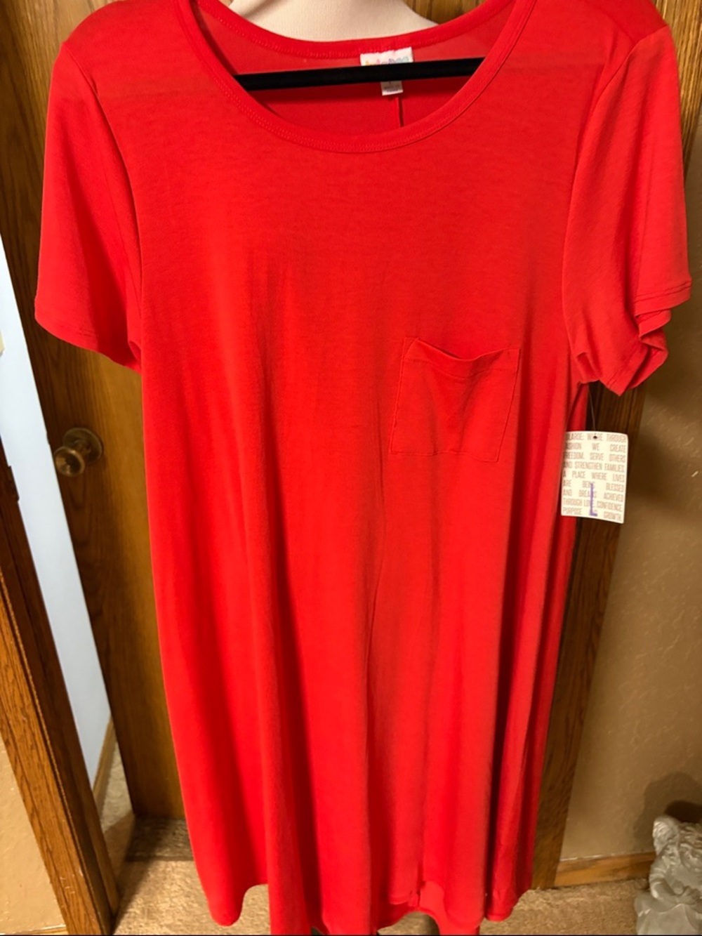LuLaRoe Coral Red Tee Dress